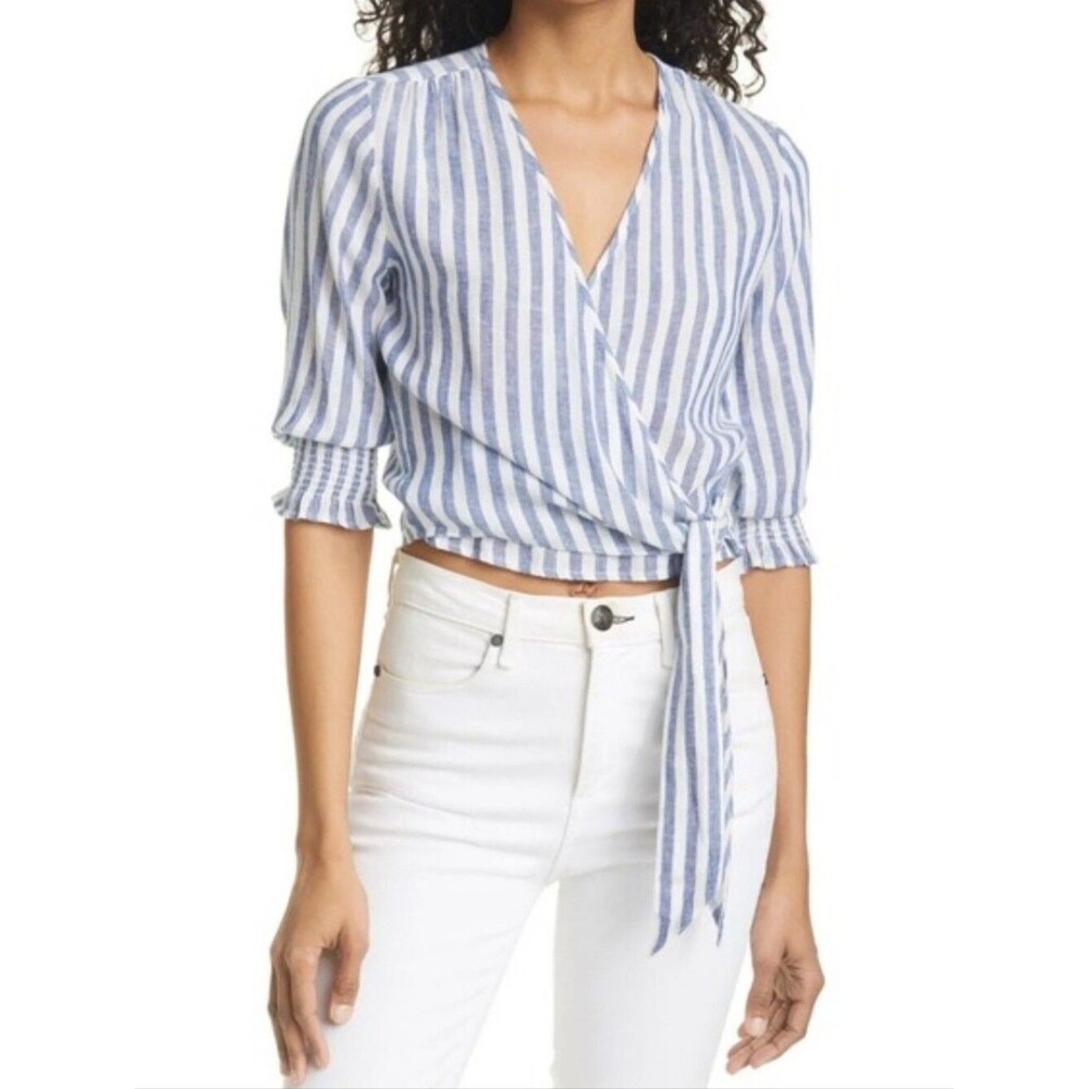 Rails Raquel Striped Wrap Top  Size XS Linen Rayon